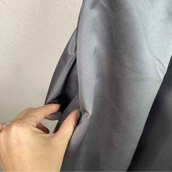Sorella Vita Gray Satin Short Bridesmaid Formal Dress With Pockets Size 14 - Picture 2 of 8